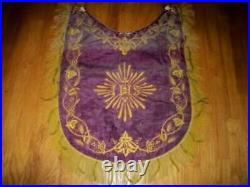 ANTIQUE 18th C. FRANCE RELIGIOUS VESTMENT CHASUBLE COPE STUMPWORK EMBROIDERY