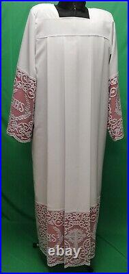 Alb with lace And Red Linen Kapelle Chasuble Vestment Kasel Messgewand