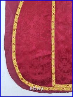 Antique 19thC French Silk Brocade Church Priest Vestment Chasuble 104x65cm