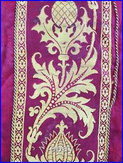 Antique 19thC French Silk Brocade Church Priest Vestment Chasuble 104x65cm