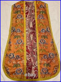 Antique Christian Vestment Chasuble Priest French Embroidered