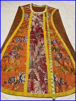 Antique Christian Vestment Chasuble Priest French Embroidered