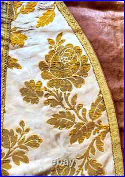 Antique French Silk and Metallic Hand Made Vestment Chasuble WW242