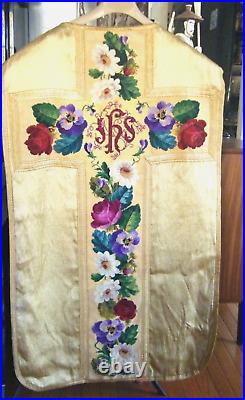 Antique Gold Metallic Brocade hand made Christian vestment chasuble religious