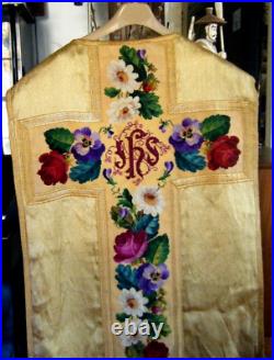 Antique Gold Metallic Brocade hand made Christian vestment chasuble religious