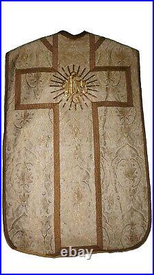 Antique Gold/White Roman Chasuble with Hand Done Embroidery
