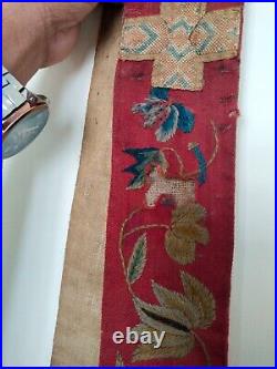 Antique Priest Church Vestment embroidery STOLE Chasuble item 457