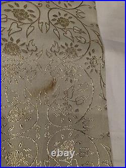 Antique Vtg Catholic Church Chasuble Vestment Ivory/Gold Damask Ornate Bands L-C