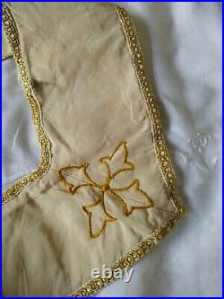 Antique beautiful charch vestments silk embroidery stole chasuble item583