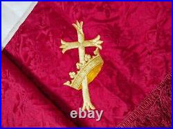 Antique church vestment silk embroidery Chasuble textile needlework panel