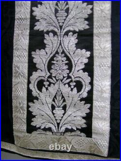 Antique religious black funeral vestment/chasuble with silverthread (chasuble)