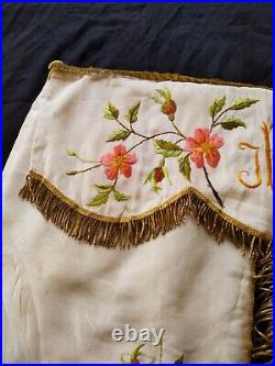 Antique silk embroidery church banner vestments chasuble item761
