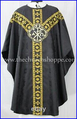 BLACK GOTHIC CHASUBLE vestment and mass & stole set casula casel casulla, PAX