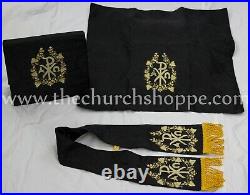 BLACK GOTHIC CHASUBLE vestment and mass & stole set casula casel casulla, PAX
