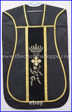 BLACK Roman Chasuble Fiddleback Set Vestment Fiddleback and mass set, Casulla