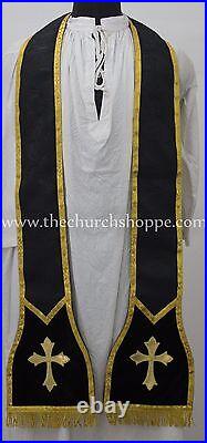 BLACK Roman Chasuble Fiddleback Set Vestment Fiddleback and mass set, Casulla