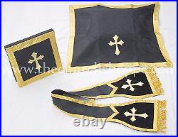 BLACK Roman Chasuble Fiddleback Set Vestment Fiddleback and mass set, Casulla