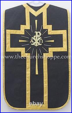 BLACK Roman Chasuble Fiddleback Vestment Fiddleback and Mass set, Casulla, NEW