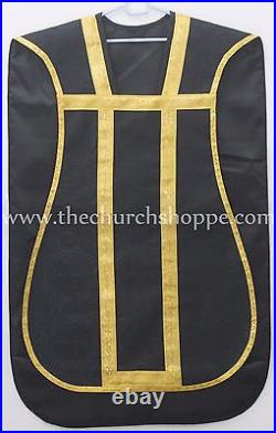 BLACK Roman Chasuble Fiddleback Vestment Fiddleback and Mass set, Casulla, NEW