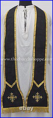 BLACK Roman Chasuble Fiddleback Vestment Fiddleback and Mass set, Casulla, NEW