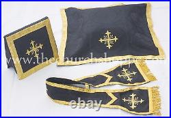 BLACK Roman Chasuble Fiddleback Vestment Fiddleback and Mass set, Casulla, NEW