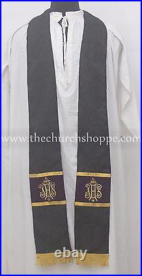 BLACK with VIOLET clergy Gothic vestment &mass &stole set, Gothic chasuble, casula