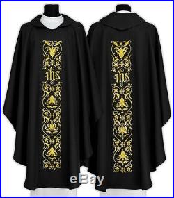 Black Gothic Chasuble IHS Kasel Messgewand Vestment Casula 518-CZ us