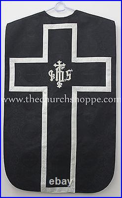 Black Roman Chasuble Fiddleback Vestment and Mass Set set, Casulla