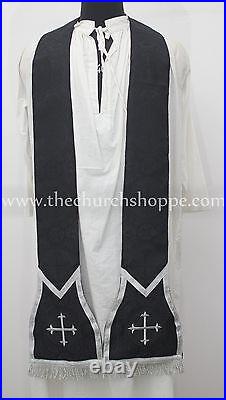 Black Roman Chasuble Fiddleback Vestment and Mass Set set, Casulla