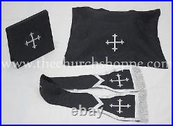 Black Roman Chasuble Fiddleback Vestment and Mass Set set, Casulla