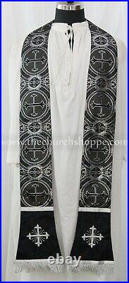 Black Silver Chasuble. St. Philip Neri Style vestment & mass set 5 pc, IHS