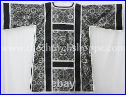 Black Silver Spanish Dalmatic vestment, Deacon's stole & maniple, chasuble