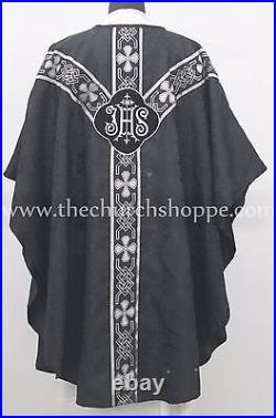 Black clergy gothic vestment and mass & stole set, Gothic chasuble, casula, NEW