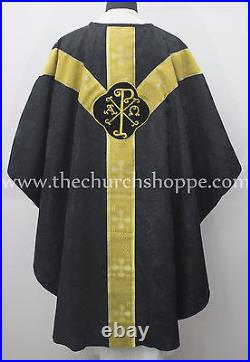 Black gothic vestment & mass and stole set, Gothic chasuble, casula, casel