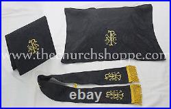 Black gothic vestment & mass and stole set, Gothic chasuble, casula, casel
