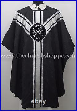 Black gothic vestment, stole & 5 pc mass set, Gothic chasuble, casula, casel NEW