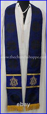 Black with Blue clergy gothic vestment & mass set, Gothic chasuble, casula