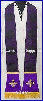 Black with Purple Chasuble. St. Philip Neri Style vestment & mass set, Pelican