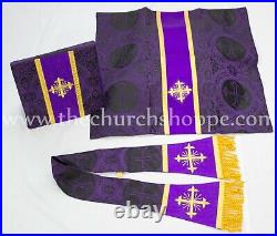Black with Purple Chasuble. St. Philip Neri Style vestment & mass set, Pelican