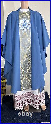 Blue Chasuble With Banding + Stole