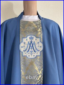 Blue Chasuble With Banding + Stole