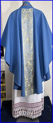 Blue Chasuble With Banding + Stole