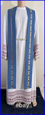 Blue Chasuble With Banding + Stole