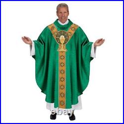 Body of Christ Emblem Cowl Collar Chasuble and Stole Church Vestment Set 51 In