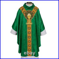 Body of Christ Emblem Cowl Collar Chasuble and Stole Church Vestment Set 51 In