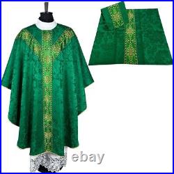 CHASUBLE + Burse and Chalice Veil green Semi Gothic style vestment