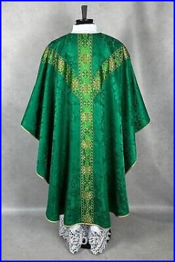 CHASUBLE + Burse and Chalice Veil green Semi Gothic style vestment