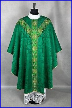 CHASUBLE + Burse and Chalice Veil green Semi Gothic style vestment