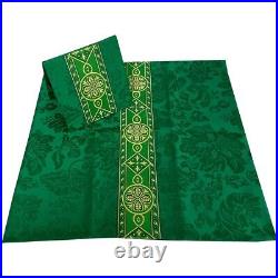 CHASUBLE + Burse and Chalice Veil green Semi Gothic style vestment