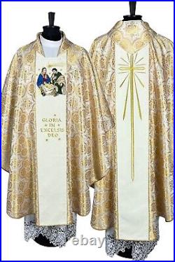 CHASUBLE Gold Gothic, The Nativity Scene, Christmas motif embroidery